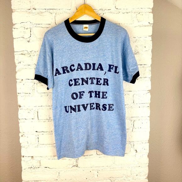 Vintage Other - Vintage 70’s Arcadia, FL Center Of The Universe Ringer Tee